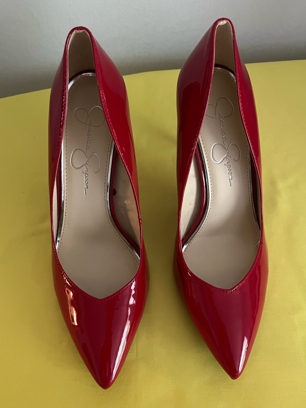 New Jessica Simpson Red Patent Pointed Toe Heels